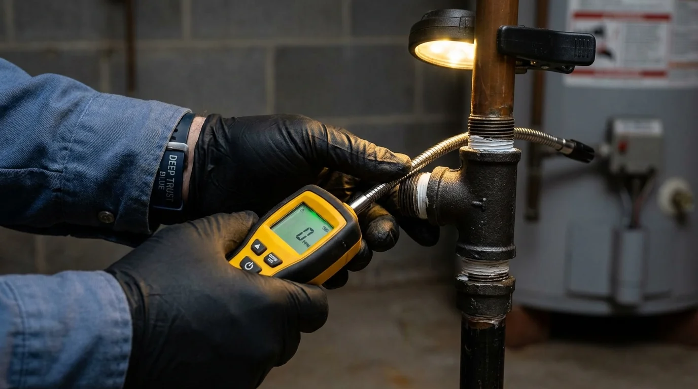 Gas leak detection with electronic sniffer by Johns Plumbing LLC in Columbia