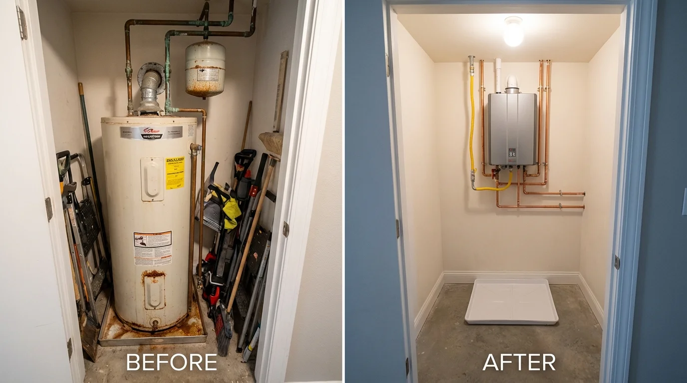 Tank water heater versus wall-mounted tankless unit comparison for Columbia, MS homeowners